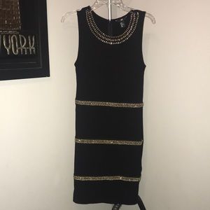 H&M - Black & gold lined cocktail dress